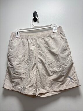 Caribbean Men's Cream Athletic Swim Beach Shorts | S | nautical